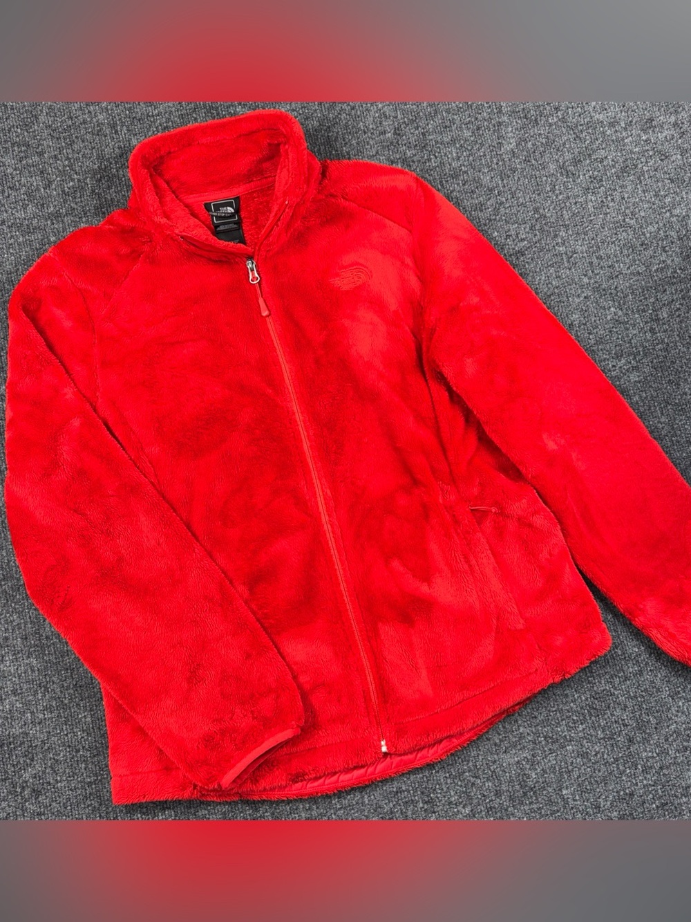 The North Face Osito Fleece Jacket Womens L Large Red Full Zip Cozy Soft
